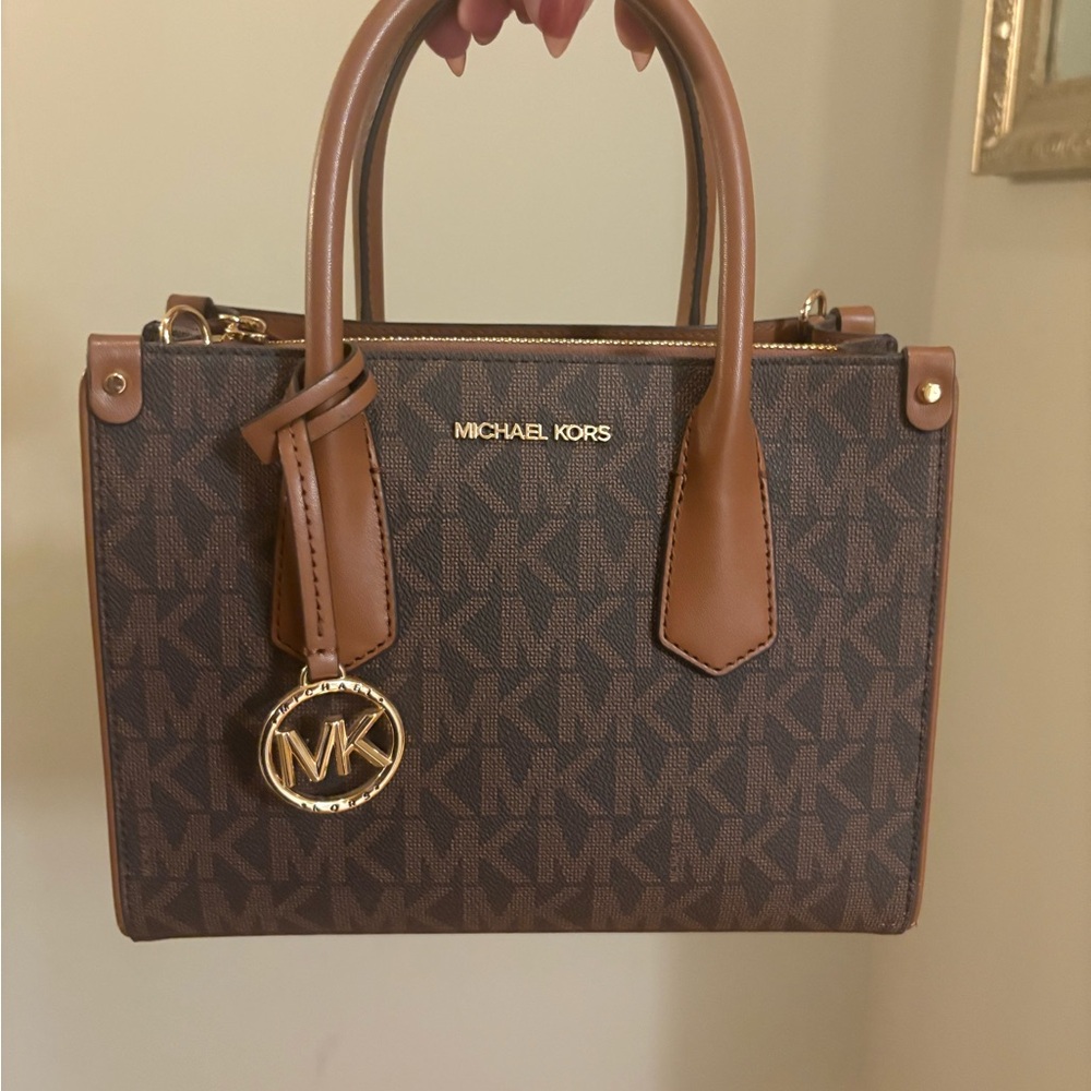 Michael Kors Brown and Gold Satchel